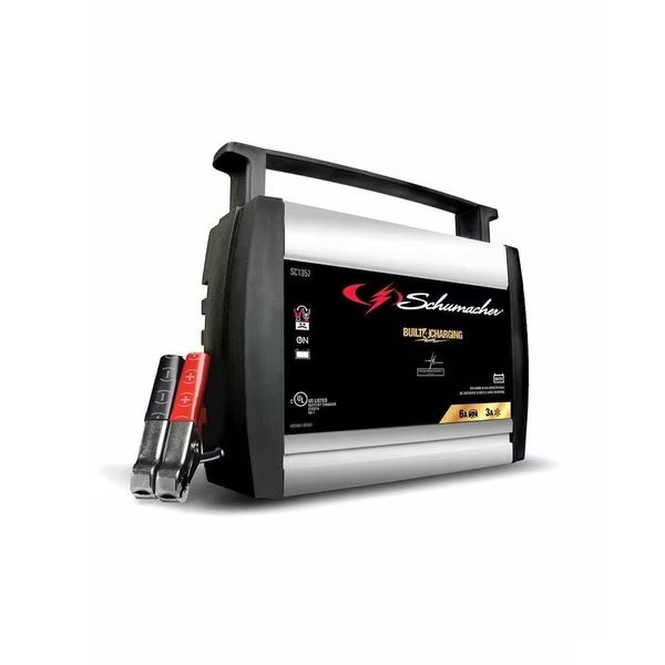 Fully Automatic Battery Charger/Maintainer, 6A 6V/12V, Compatible with standard and AGM batteries, Schumacher Electric, Mfr#: SC1357